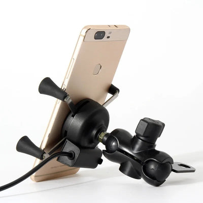 Universal Waterproof Bracket Motorcycle Motorbike Phone Holder Mirror Mount Clamp + USB Fast Charge Mobile Phone Accessories - Slobuy