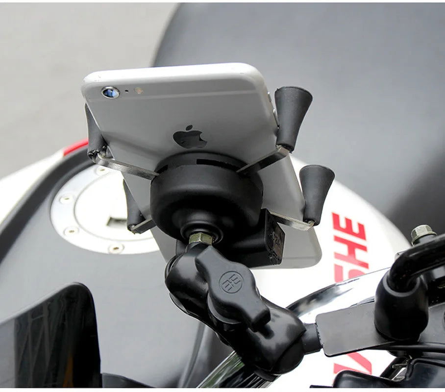 Universal Waterproof Bracket Motorcycle Motorbike Phone Holder Mirror Mount Clamp + USB Fast Charge Mobile Phone Accessories - Slobuy