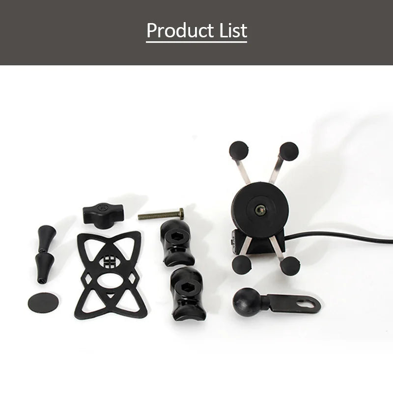 Universal Waterproof Bracket Motorcycle Motorbike Phone Holder Mirror Mount Clamp + USB Fast Charge Mobile Phone Accessories - Slobuy