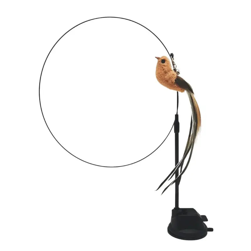 Upgraded Epoxy Sucker Steel Wire Long Rod Feather Cat Teasing Stick Cat Self Hi No Harmful Ingredients - Slobuy