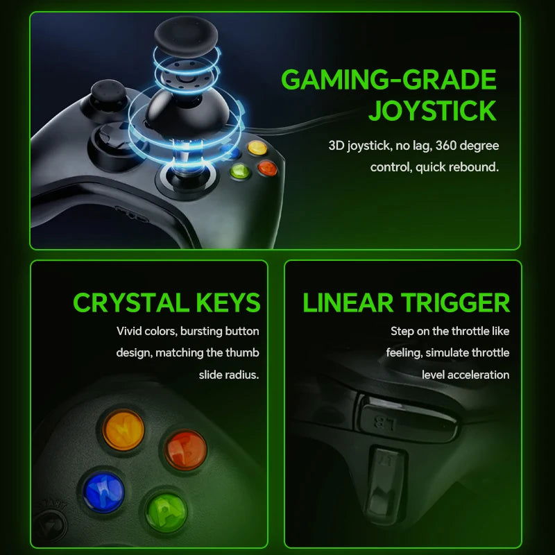 Usb Interface Wired Game Controller For Xbox 360 Steam Pc Computer Game Tv Tesla Game Controller With Vibration Feedback - Slobuy