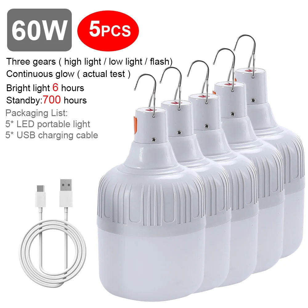 Usb Rechargeable Led Bulb Portable Camping Light Bulb Emergency Lighting Flashlight Lights Outdoor Picnics Hanging Tent Light - Slobuy