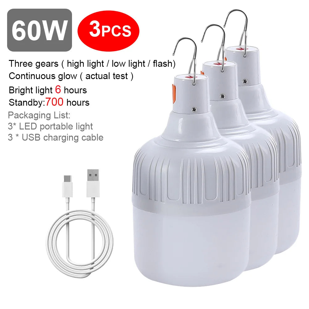 Usb Rechargeable Led Bulb Portable Camping Light Bulb Emergency Lighting Flashlight Lights Outdoor Picnics Hanging Tent Light - Slobuy