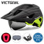 VICTGOAL LED Bike Helmet With Sun Goggle Visor Rechargeable LED Men Bicycle Helmet Sunglasses Shield Road MTB Cycling Helmets - Slobuy
