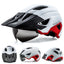 VICTGOAL LED Bike Helmet With Sun Goggle Visor Rechargeable LED Men Bicycle Helmet Sunglasses Shield Road MTB Cycling Helmets - Slobuy