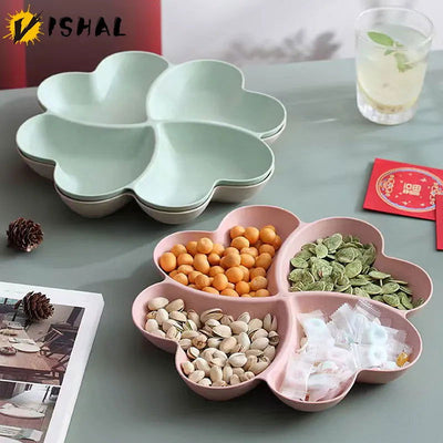 VISHAL Heart Shaped Fruit Platter Creative Plates Storage Box Dried Fruit Snack Plates Divided Candy Dessert Plate Container - Slobuy