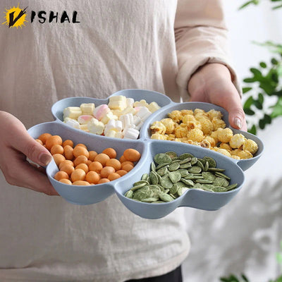 VISHAL Heart Shaped Fruit Platter Creative Plates Storage Box Dried Fruit Snack Plates Divided Candy Dessert Plate Container - Slobuy