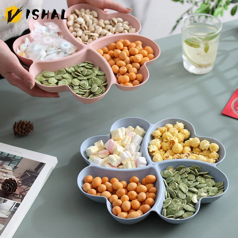 VISHAL Heart Shaped Fruit Platter Creative Plates Storage Box Dried Fruit Snack Plates Divided Candy Dessert Plate Container - Slobuy