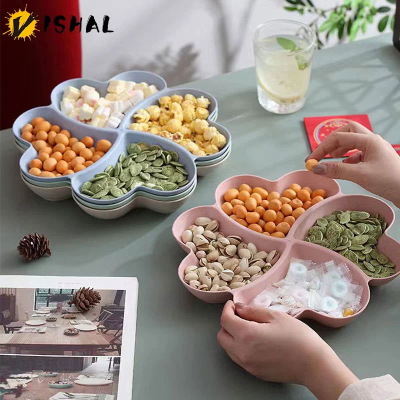 VISHAL Heart Shaped Fruit Platter Creative Plates Storage Box Dried Fruit Snack Plates Divided Candy Dessert Plate Container - Slobuy