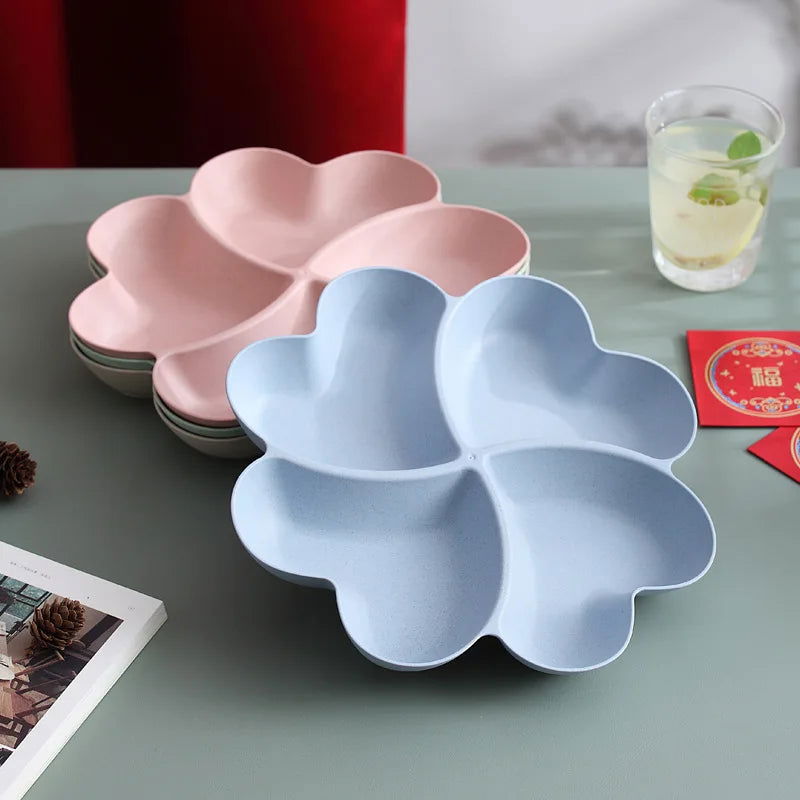 VISHAL Heart Shaped Fruit Platter Creative Plates Storage Box Dried Fruit Snack Plates Divided Candy Dessert Plate Container - Slobuy
