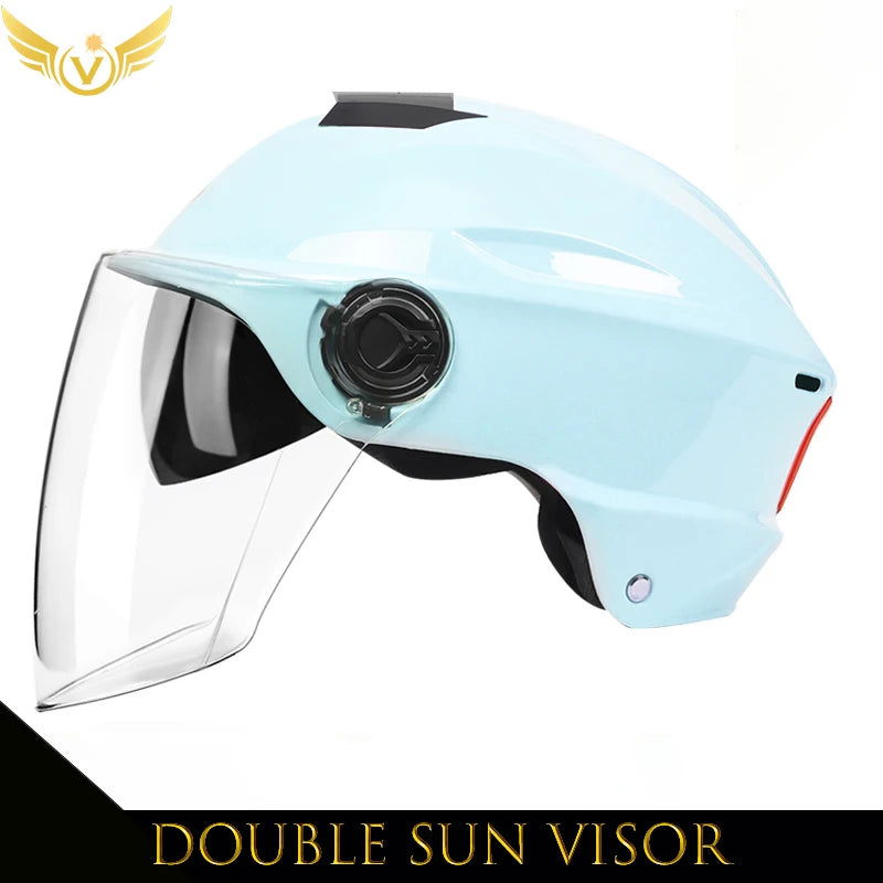 V Electric Scooter Helmet Summer Vespa Chopper Motorcycle Helmets Safety Waterfall Soman Urban Articles Woman Men Moto Equipment - Slobuy