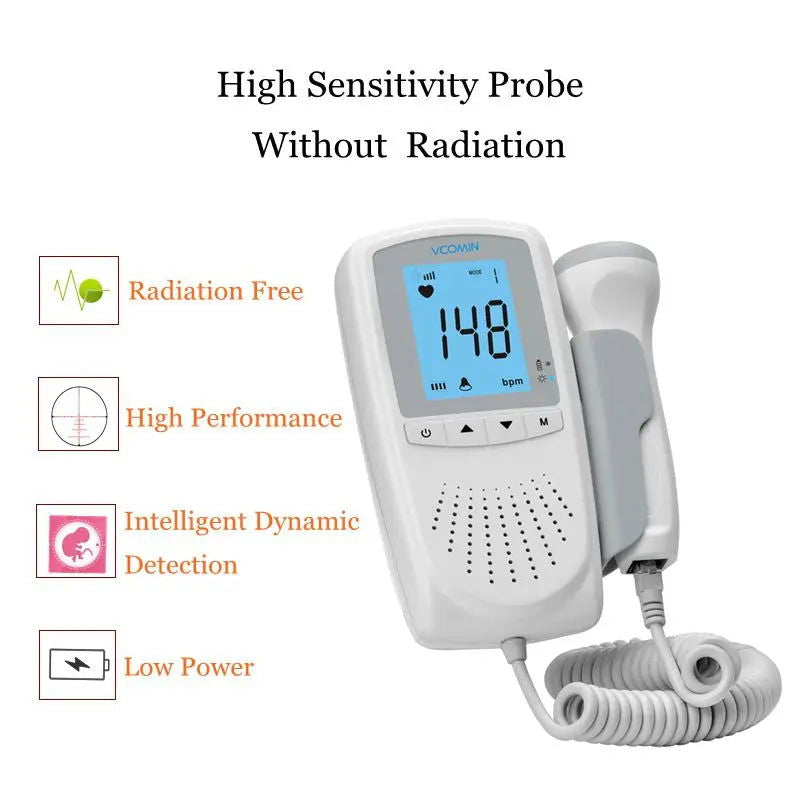 Vcomin Fetal Doppler Hand-hold Pocket Portable Sound Baby Heart Pregnancy Ultrasound Fetus Detector Machine Monitor Hire - Slobuy
