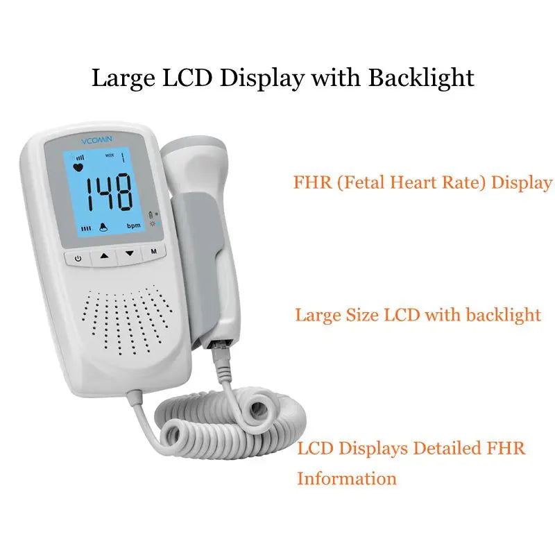 Vcomin Fetal Doppler Hand-hold Pocket Portable Sound Baby Heart Pregnancy Ultrasound Fetus Detector Machine Monitor Hire - Slobuy