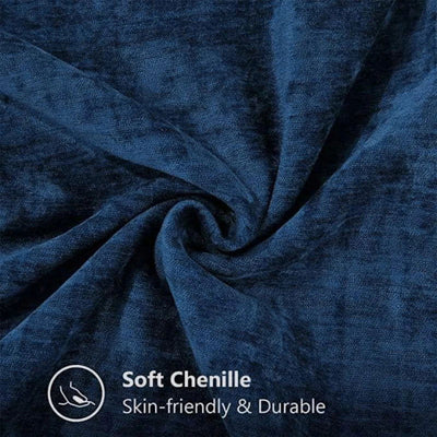 Velvet Chenille Cushion Covers Blue Pillow Cover with Stitched Edge 18x18 Luxury Throw Decorative Pillows for Sofa Home Decro - Slobuy