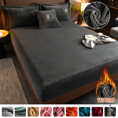 Velvet Jacquard Mattress Cover Winter Warm Velvet Material Fitted Sheet Warm Material Bed Cover Mattress Protector for 90x200cm - Slobuy
