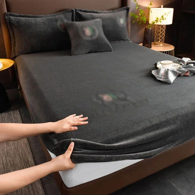 Velvet Jacquard Mattress Cover Winter Warm Velvet Material Fitted Sheet Warm Material Bed Cover Mattress Protector for 90x200cm - Slobuy