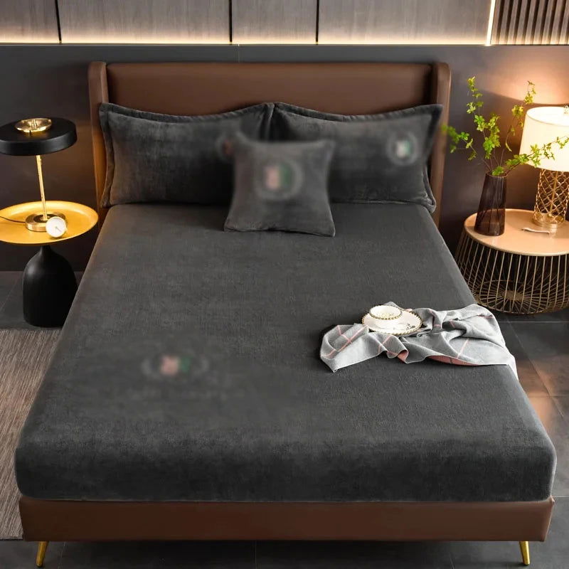 Velvet Jacquard Mattress Cover Winter Warm Velvet Material Fitted Sheet Warm Material Bed Cover Mattress Protector for 90x200cm - Slobuy