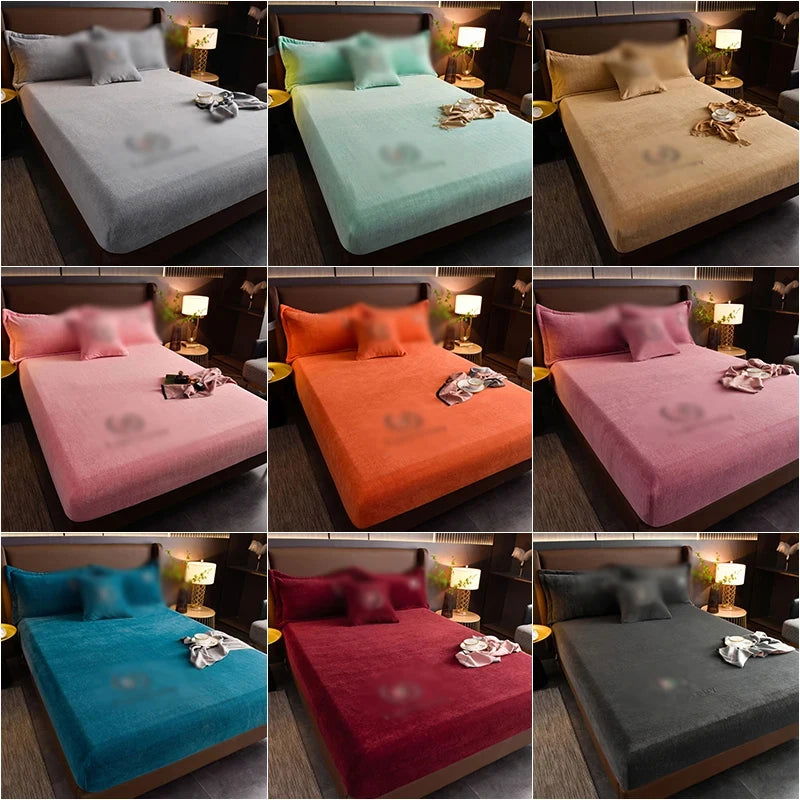 Velvet Jacquard Mattress Cover Winter Warm Velvet Material Fitted Sheet Warm Material Bed Cover Mattress Protector for 90x200cm - Slobuy