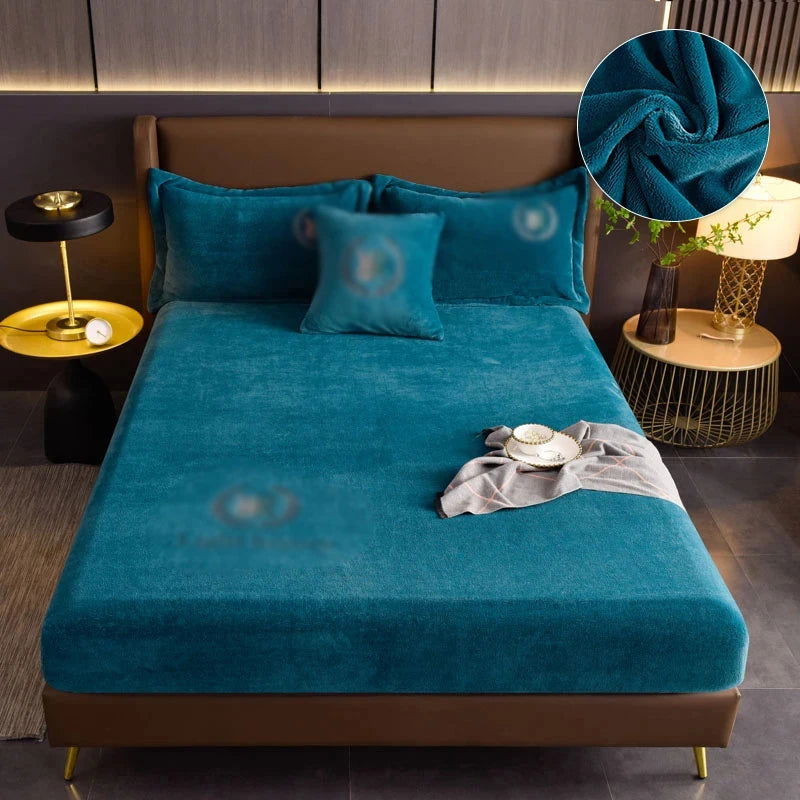 Velvet Jacquard Mattress Cover Winter Warm Velvet Material Fitted Sheet Warm Material Bed Cover Mattress Protector for 90x200cm - Slobuy