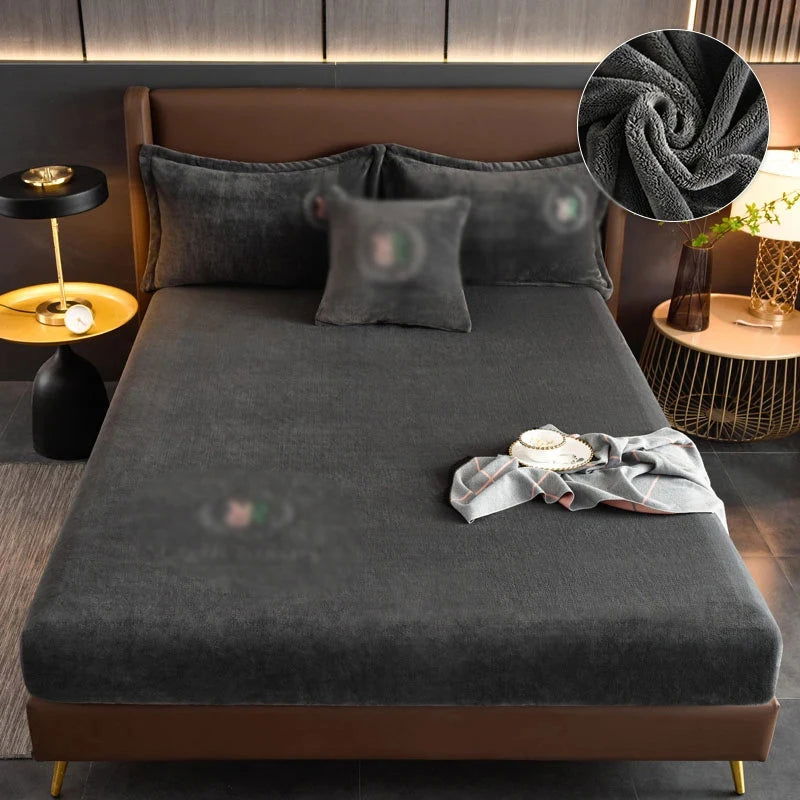 Velvet Jacquard Mattress Cover Winter Warm Velvet Material Fitted Sheet Warm Material Bed Cover Mattress Protector for 90x200cm - Slobuy