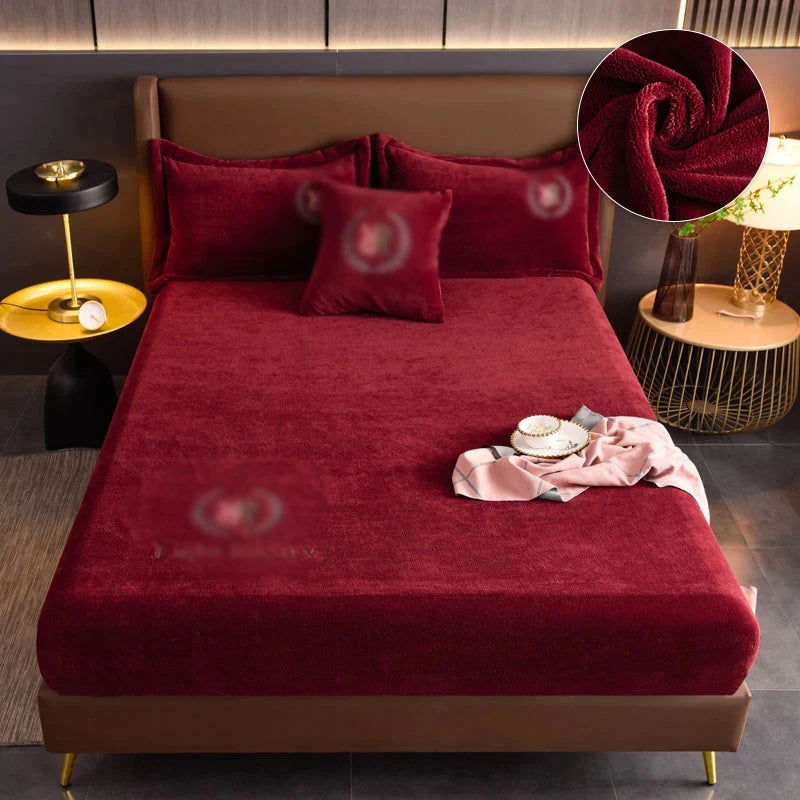 Velvet Jacquard Mattress Cover Winter Warm Velvet Material Fitted Sheet Warm Material Bed Cover Mattress Protector for 90x200cm - Slobuy