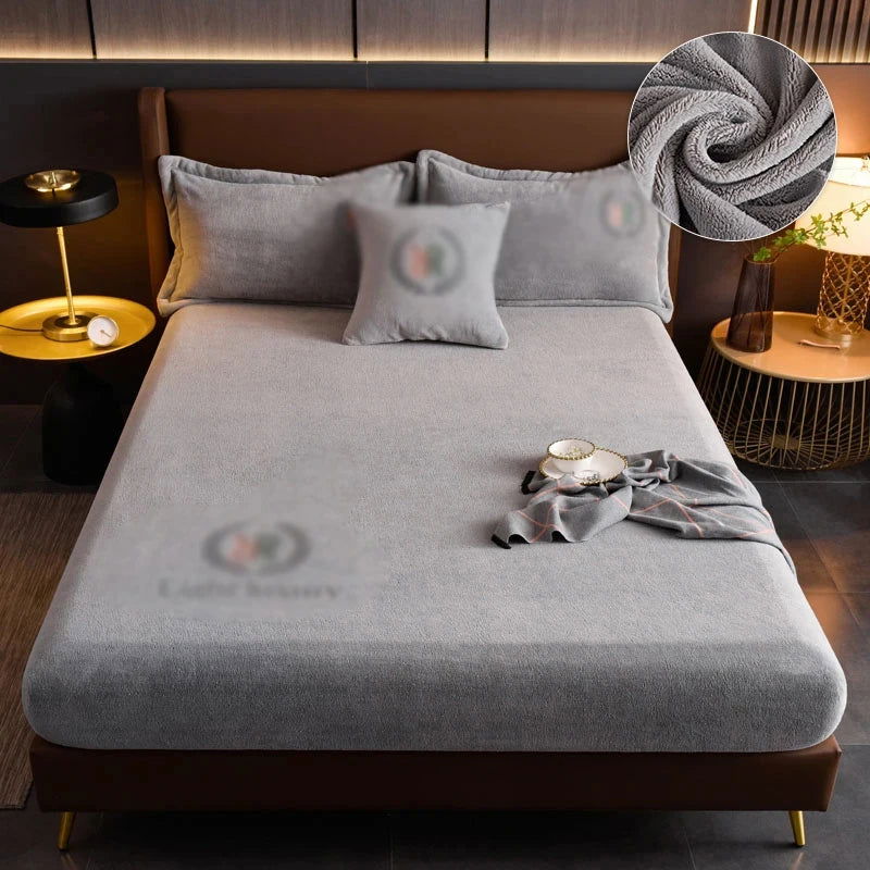 Velvet Jacquard Mattress Cover Winter Warm Velvet Material Fitted Sheet Warm Material Bed Cover Mattress Protector for 90x200cm - Slobuy