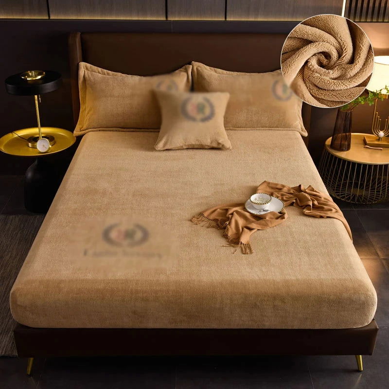 Velvet Jacquard Mattress Cover Winter Warm Velvet Material Fitted Sheet Warm Material Bed Cover Mattress Protector for 90x200cm - Slobuy