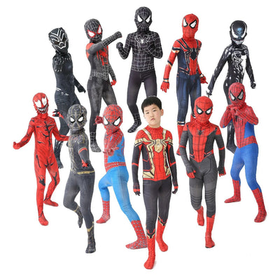 12 Kids Style Superhero Spiderman/Black Panther/Venom Halloween Party Christmas Cosplay Spiderman Costume Children Gifts - Slobuy
