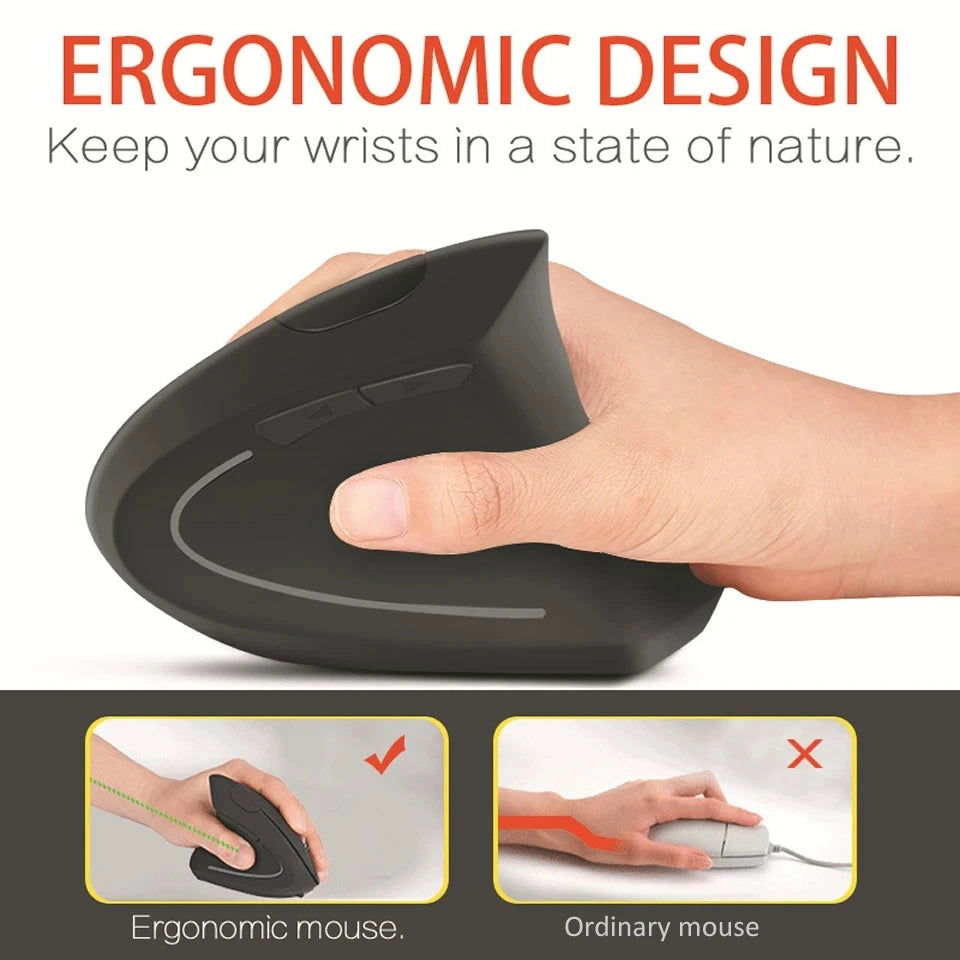 Vertical Wireless USB Mouse Ergonomic Rechargeable Portable PC Gamer For Computer Laptop Notebook Mause Gaming Accessories Mous - Slobuy