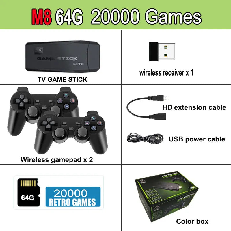 Video Game Console Game Stick Lite 4K 20000 Games HD Retro Classic Arcade Emulador Wireless TV Gaming Console - Slobuy