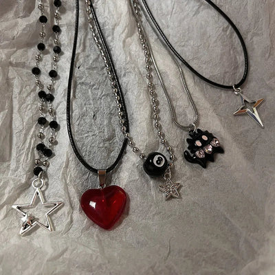 Vintage Fashion Leather rope Star Pendant Necklace For Women Men Antique Silver Color Jewelry Accessories Y2k Aesthetic - Slobuy