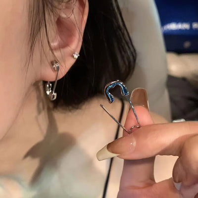 Vintage Goth Silver Color Pin Earrings for Women Egirl Trendy Party Hollow Heart Earrings Fashion Jewelry Accessories for Gift - Slobuy