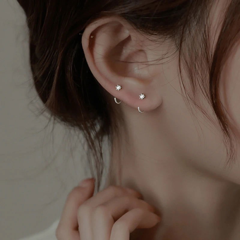 Vintage Goth Silver Color Pin Earrings for Women Egirl Trendy Party Hollow Heart Earrings Fashion Jewelry Accessories for Gift - Slobuy