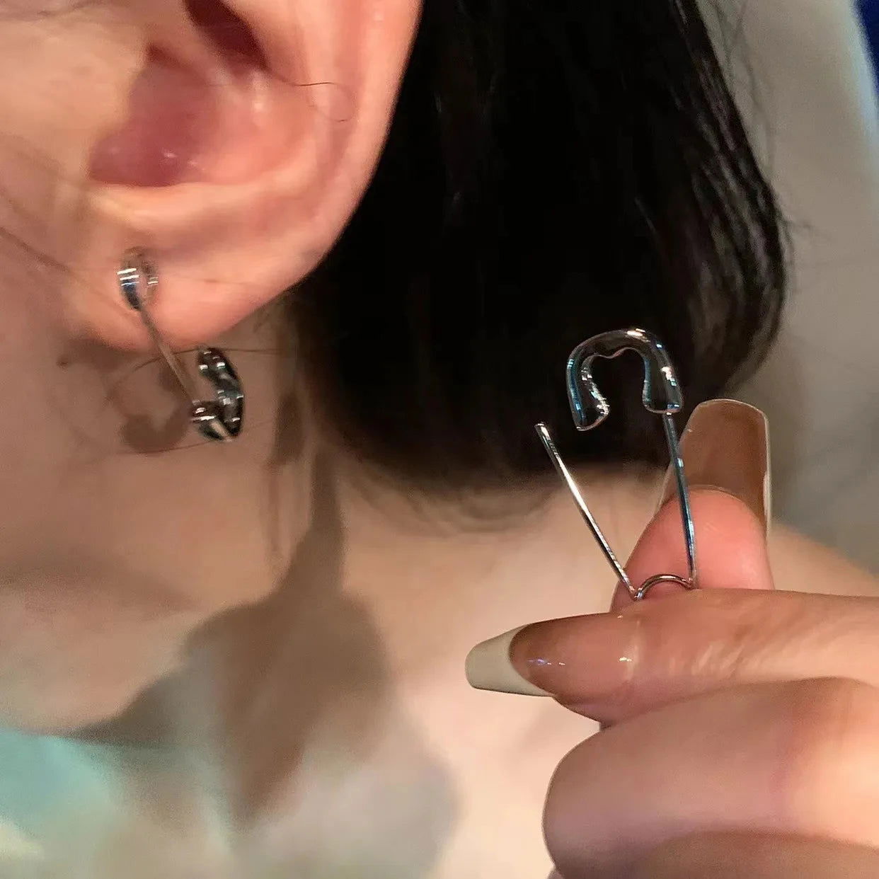 Vintage Goth Silver Color Pin Earrings for Women Egirl Trendy Party Hollow Heart Earrings Fashion Jewelry Accessories for Gift - Slobuy