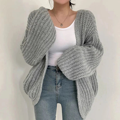 Vintage Harajuku Lantern Sleeve Women Cardigan Sweater Casual Korean Fall Streetwear Tops Coat Chic Lazy Wind Y2k Sweater - Slobuy