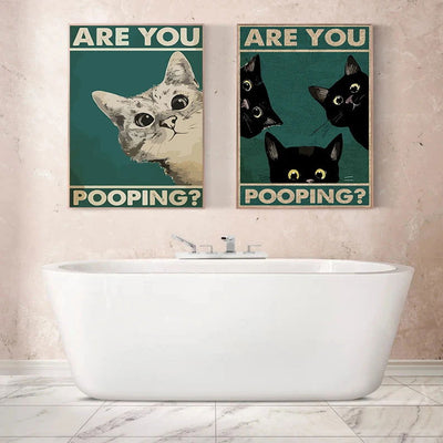 Vintage Toilet Animals Cat Dog Are You Pooping Funny Bathroom Sign Poster Canvas Painting Wall Art Pictures Home Bathroom Decor - Slobuy