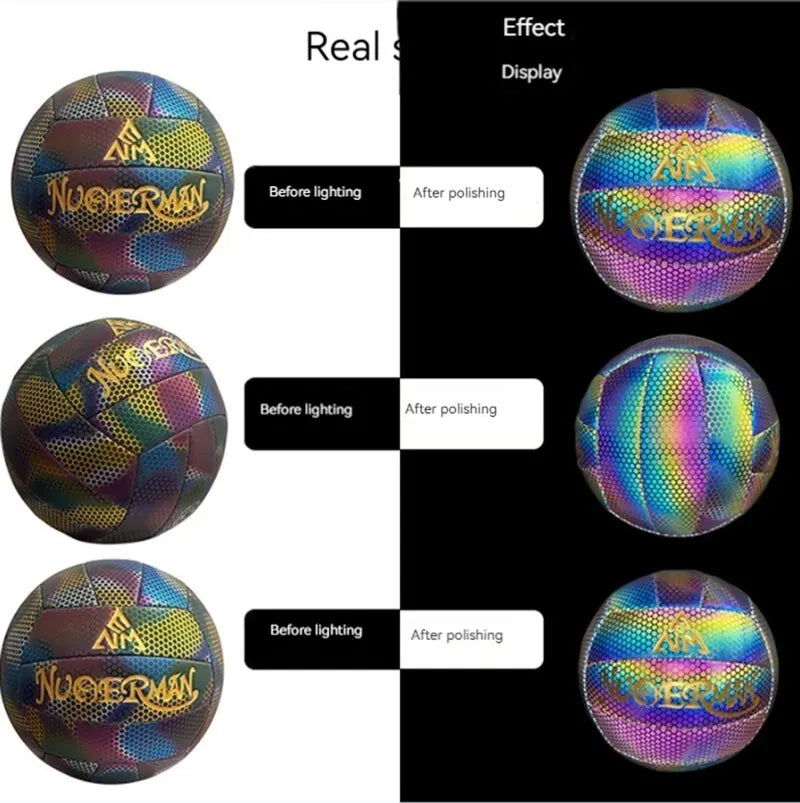 Volleyball Reflective Manufacturers Wholesale Colorful Glow PU Machine Sewing School Outdoor Sports Ball Products - Slobuy
