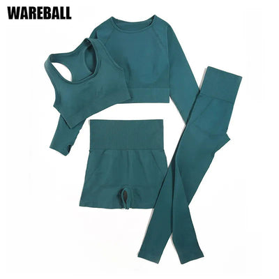 WAREBALL 2/3/4pcs Seamless Yoga Set Gym Clothes Sportswear Yoga Suits For Women Fitness Set Tracksuits Sports Bra Gym Leggings - Slobuy