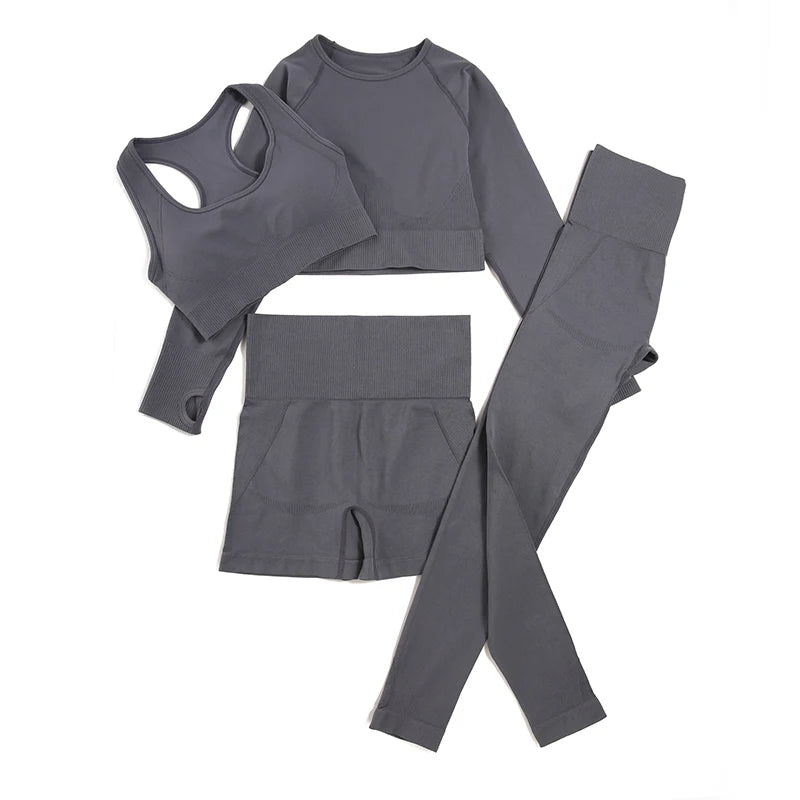 WAREBALL 2/3/4pcs Seamless Yoga Set Gym Clothes Sportswear Yoga Suits For Women Fitness Set Tracksuits Sports Bra Gym Leggings - Slobuy