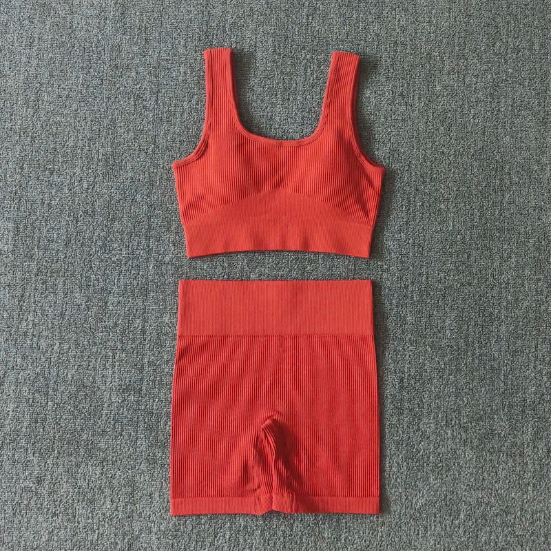 WAREBALL 2PCS Women Yoga Set Gym Set Sexy Bra Seamless Sports Shorts Workout Running Clothing Gym Wear Athletic Sport Suit - Slobuy