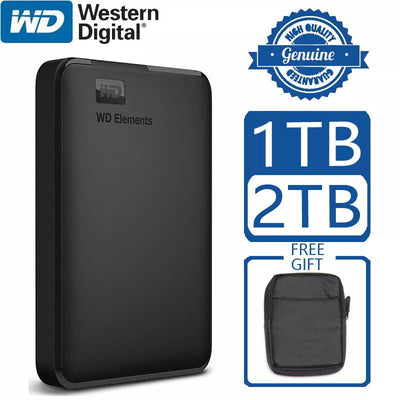WD Elements Portable External Hard Drive Disk HD 1TB 2TB High capacity SATA USB 3.0 Storage Device Original for Computer Laptop - Slobuy
