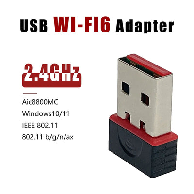 WIFI 6 Network Signal Reception Mini Driver-free Wi-Fi Adapter for PC Deskop Computer 2.4G Network Card USB Plug and Play - Slobuy