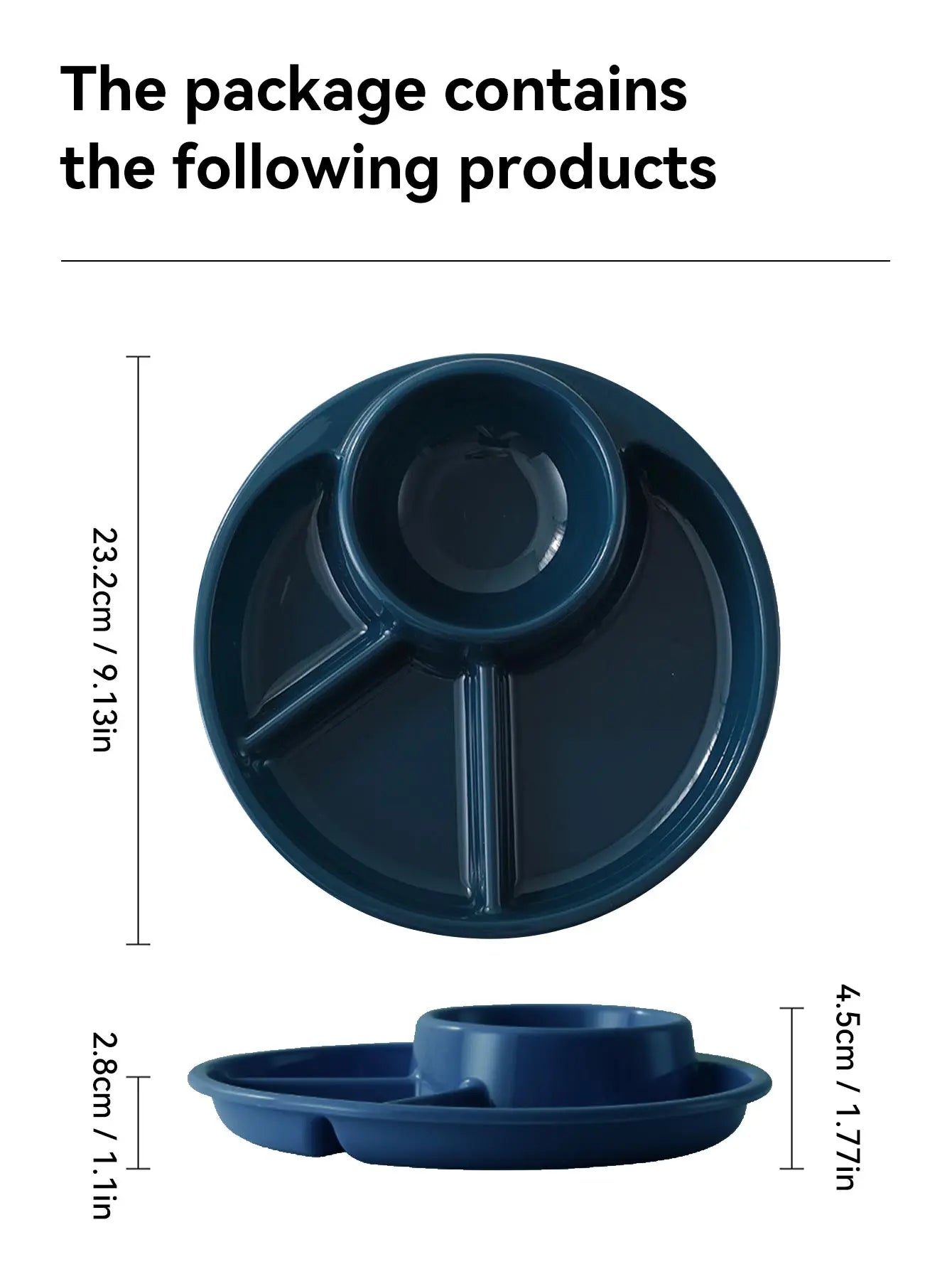 WORTHBUY Reusable Round Dinner Plate With Fork Spoon Kitchen Dinnerware Divided Plates For Adults Children Microwave Safe Dish - Slobuy