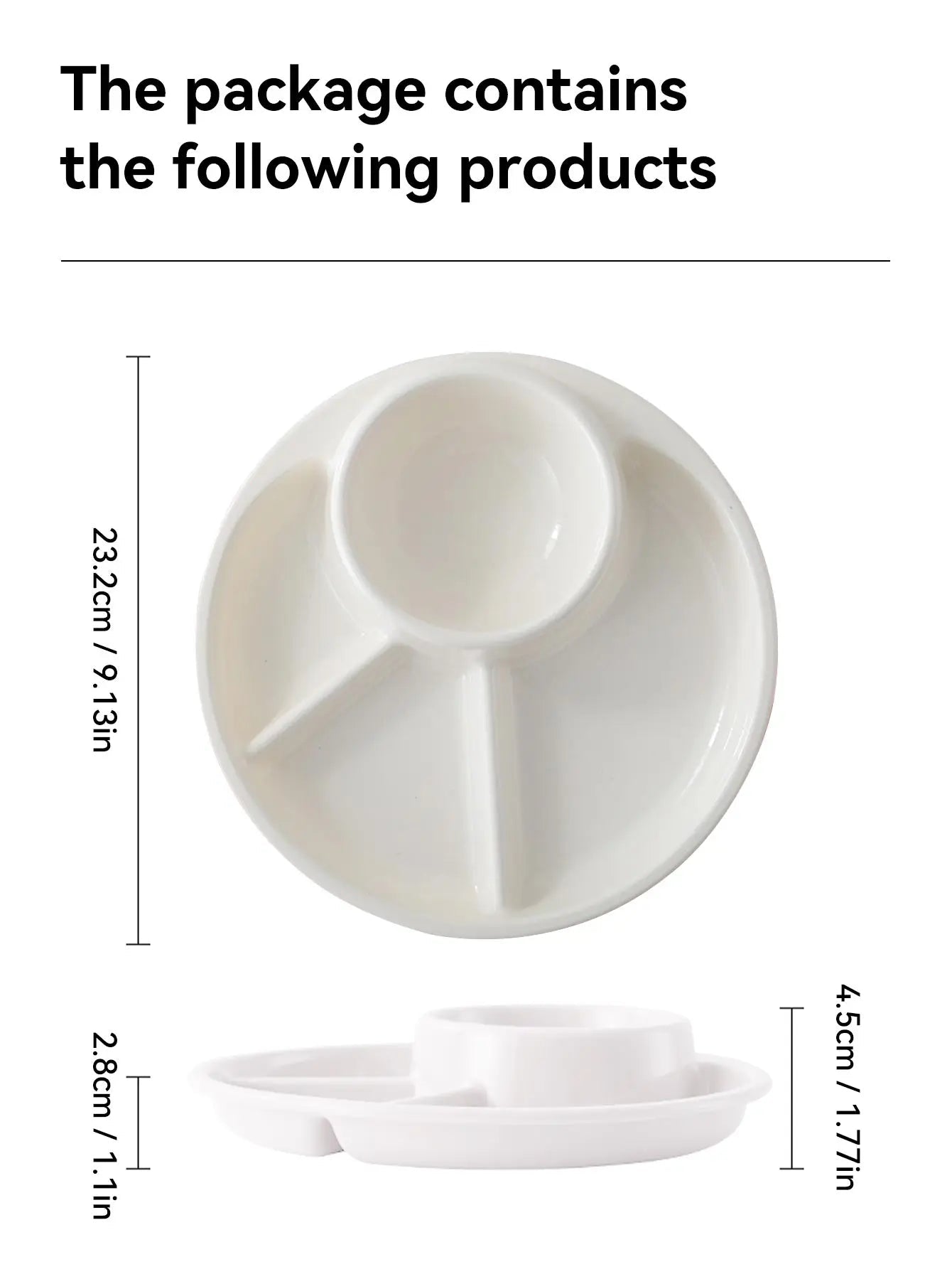 WORTHBUY Reusable Round Dinner Plate With Fork Spoon Kitchen Dinnerware Divided Plates For Adults Children Microwave Safe Dish - Slobuy