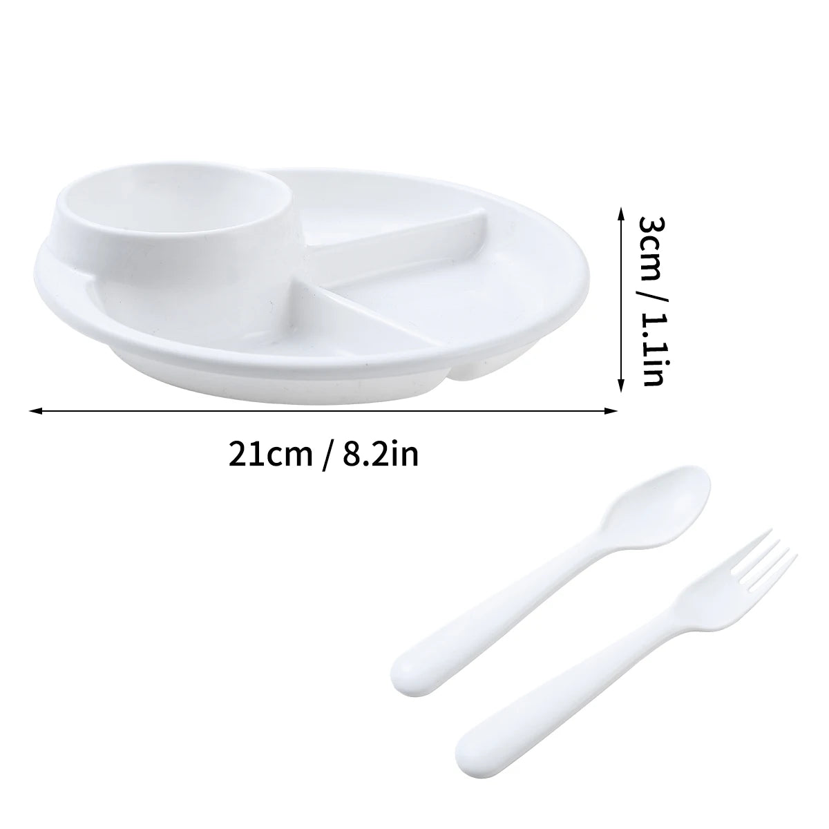 WORTHBUY Round Divided Dinner Plate Microwave Safe Food Plates Fruit Salad Serving Tray Kitchen Tableware Plastic Dinner Dishes - Slobuy