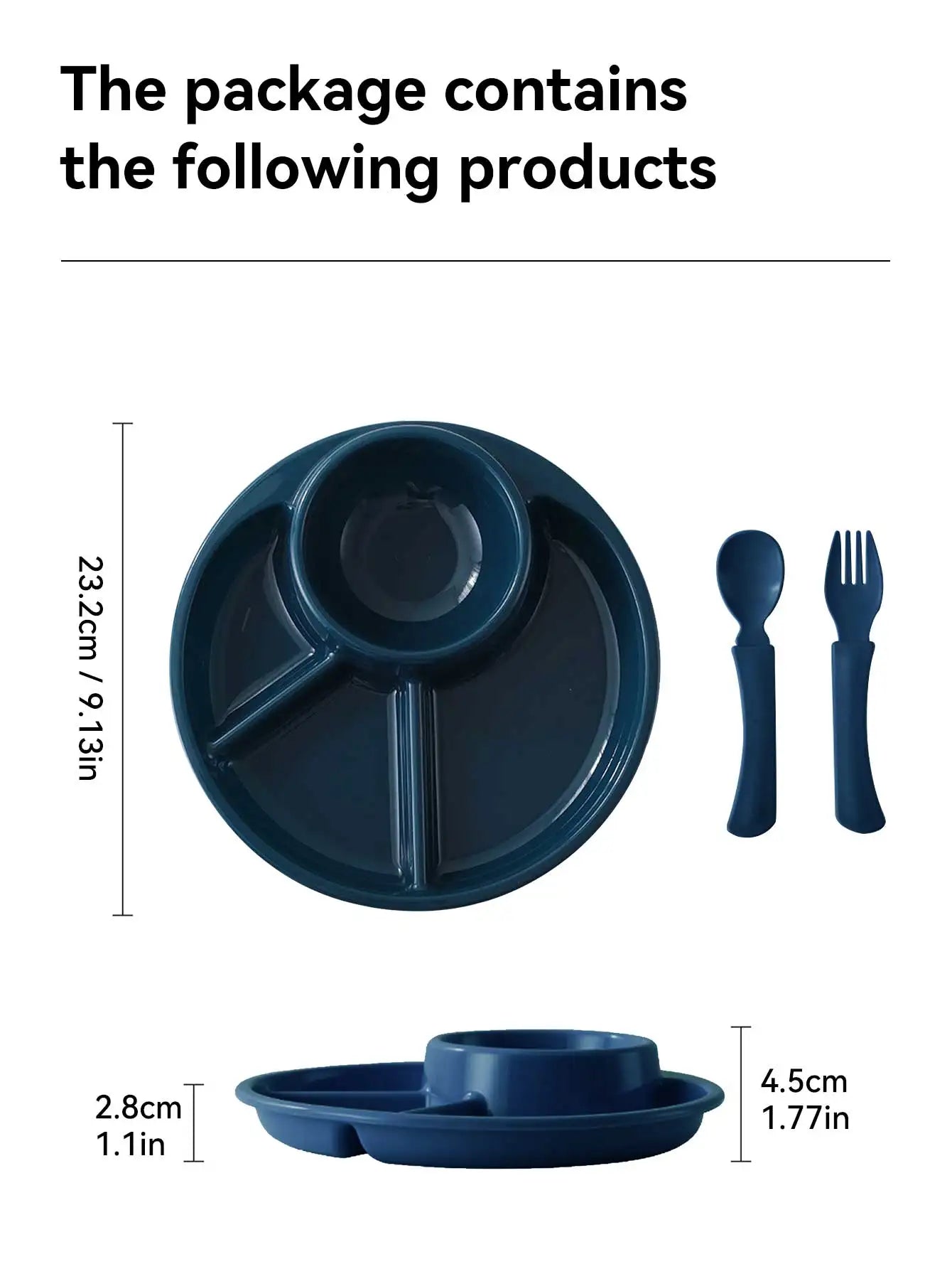 WORTHBUY Round Divided Dinner Plate Microwave Safe Food Plates Fruit Salad Serving Tray Kitchen Tableware Plastic Dinner Dishes - Slobuy