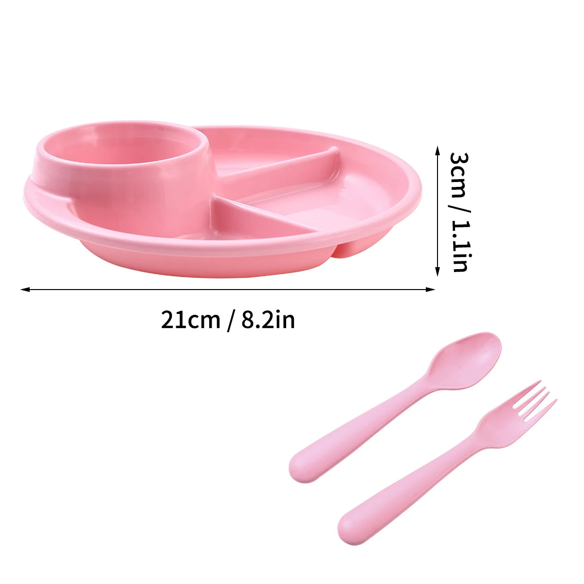 WORTHBUY Round Divided Dinner Plate Microwave Safe Food Plates Fruit Salad Serving Tray Kitchen Tableware Plastic Dinner Dishes - Slobuy