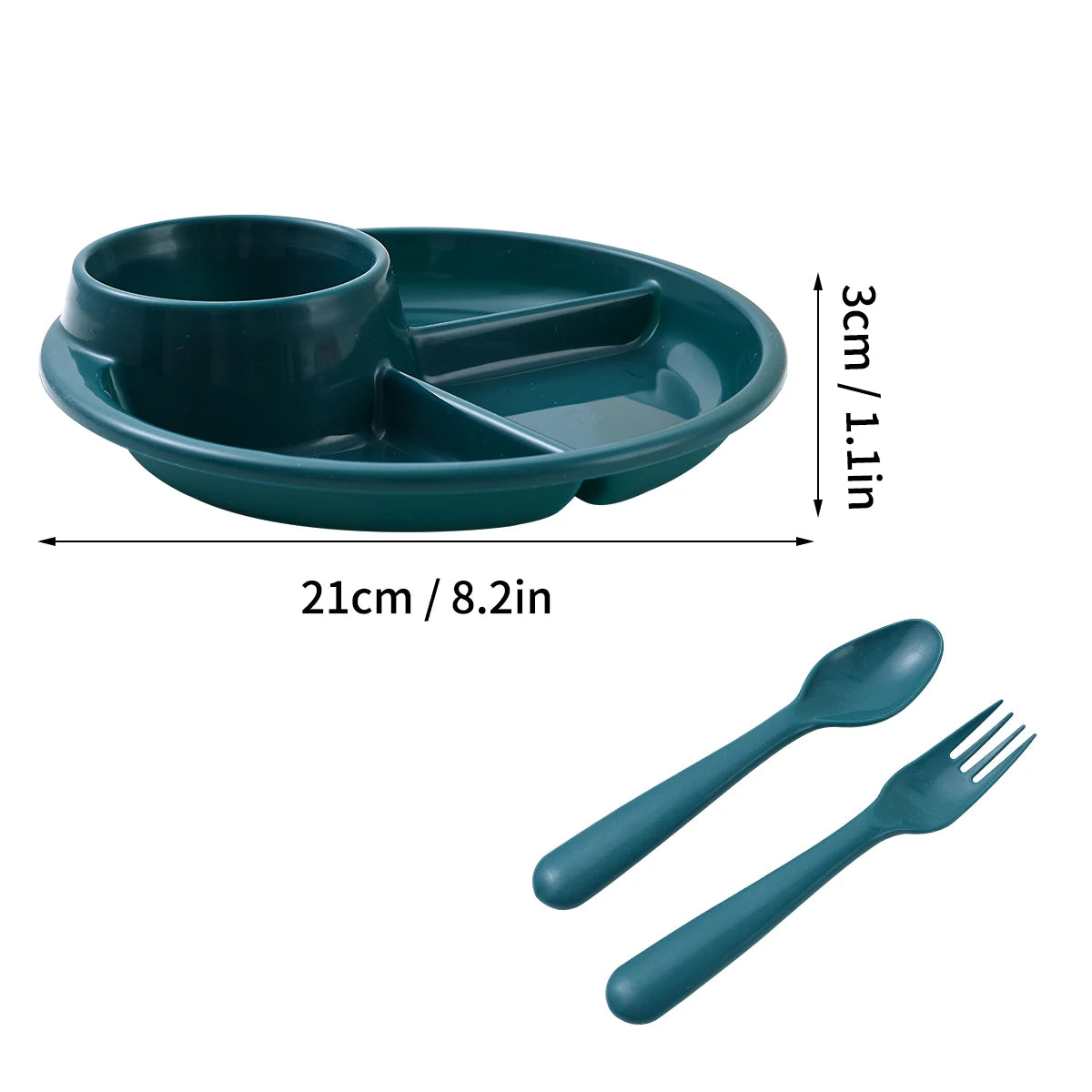 WORTHBUY Round Divided Dinner Plate Microwave Safe Food Plates Fruit Salad Serving Tray Kitchen Tableware Plastic Dinner Dishes - Slobuy