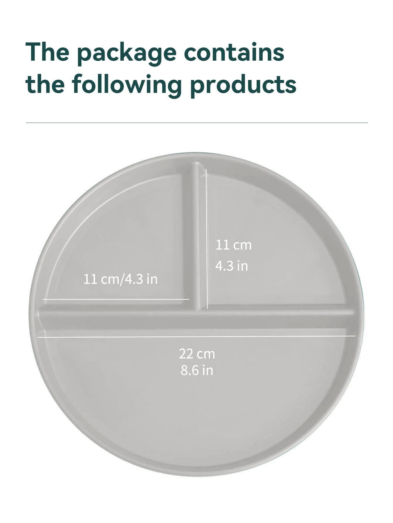 WORTHBUY Round Divided Dinner Plate Microwave Safe Food Plates Fruit Salad Serving Tray Kitchen Tableware Plastic Dinner Dishes - Slobuy