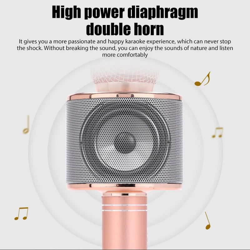 WS858 Karaoke Microphone for Kids Singing 5 in 1 Wireless Bluetooth Microphone with LED Lights Machine Portable Mic Speaker - Slobuy